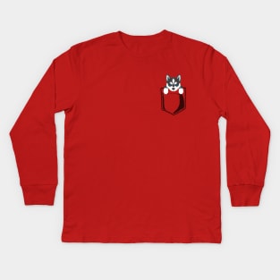 Pocket Husky Kids Long Sleeve T-Shirt